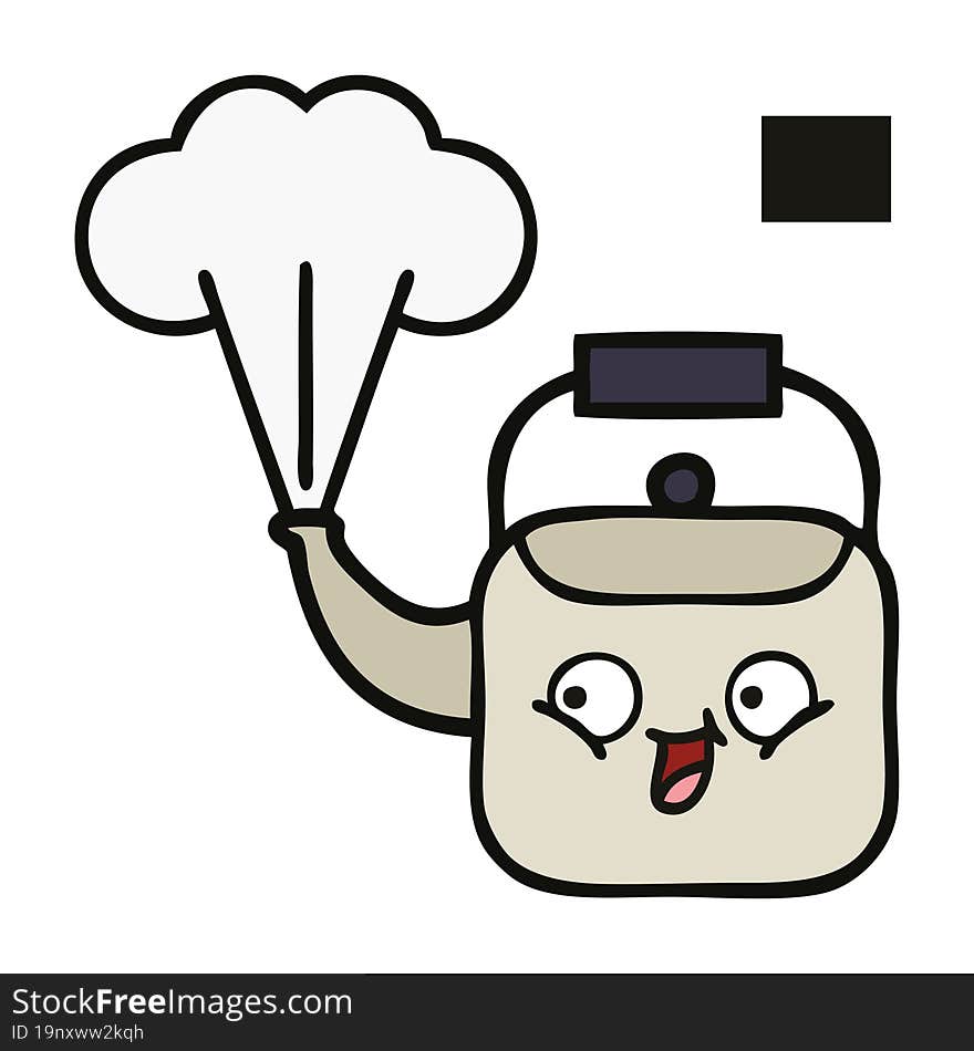 Cute Cartoon Steaming Kettle