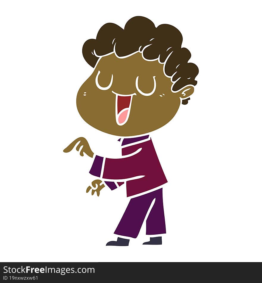 Laughing Flat Color Style Cartoon Man