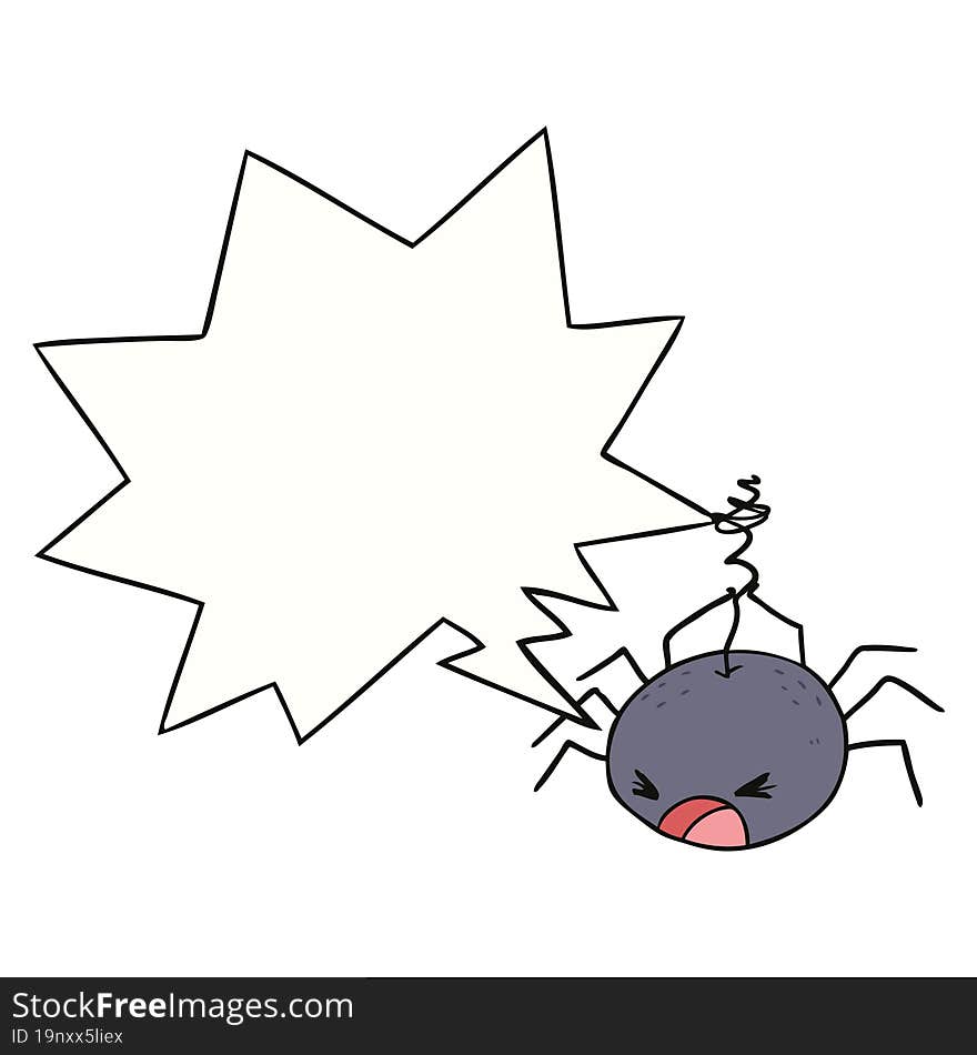 cartoon halloween spider with speech bubble. cartoon halloween spider with speech bubble