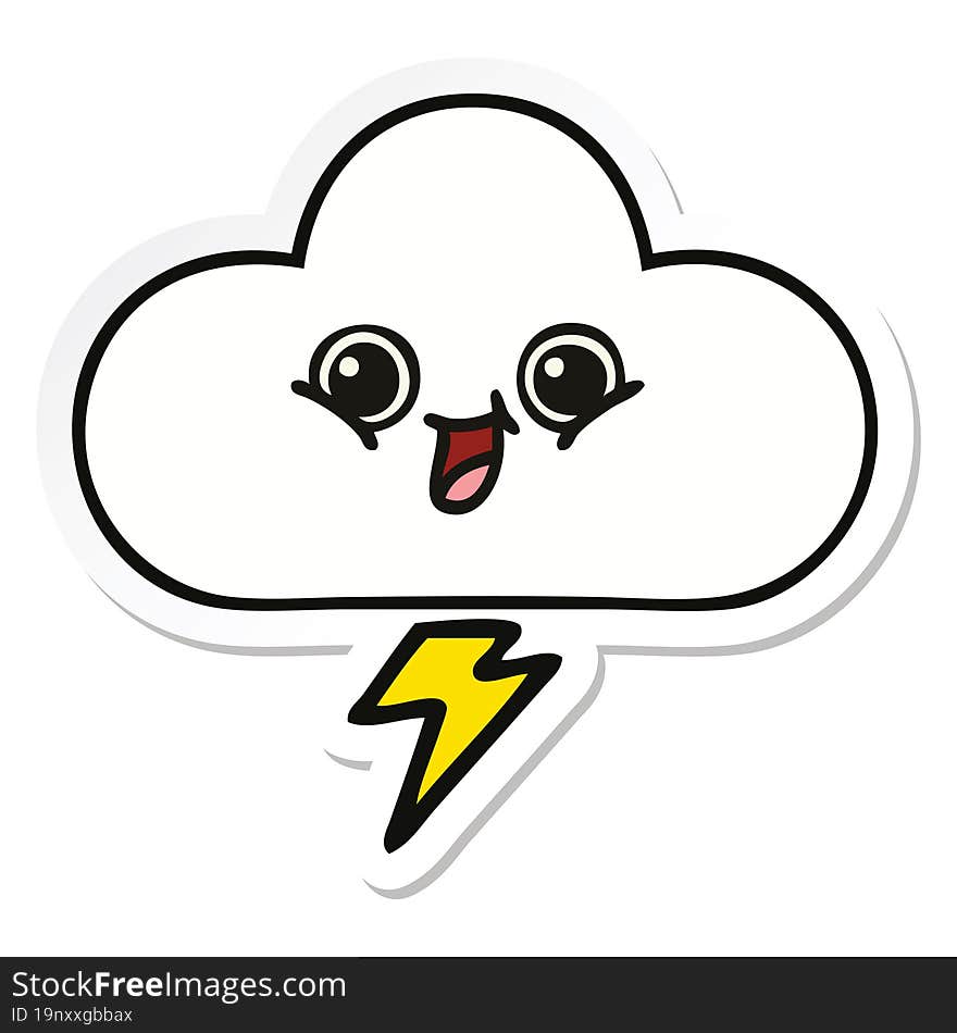 sticker of a cute cartoon storm cloud