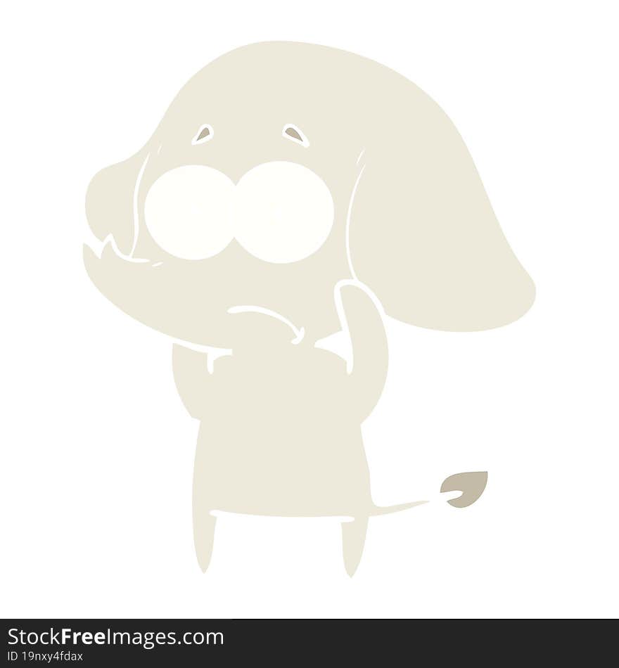 flat color style cartoon unsure elephant