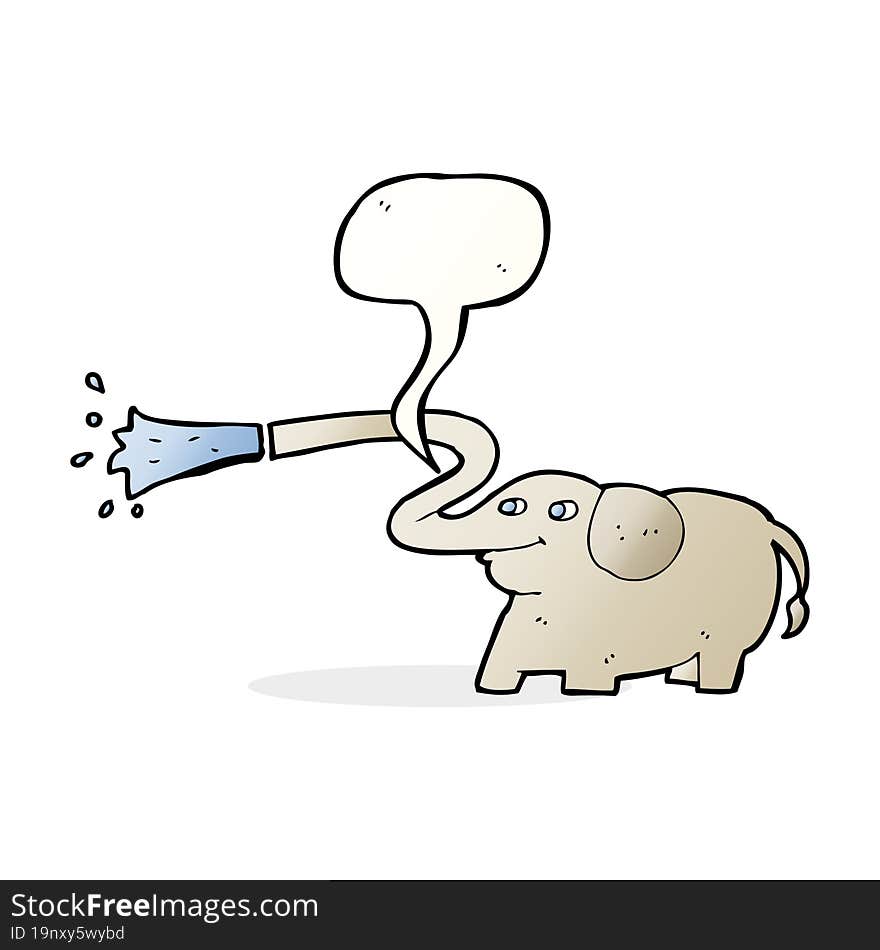 cartoon elephant squirting water with speech bubble