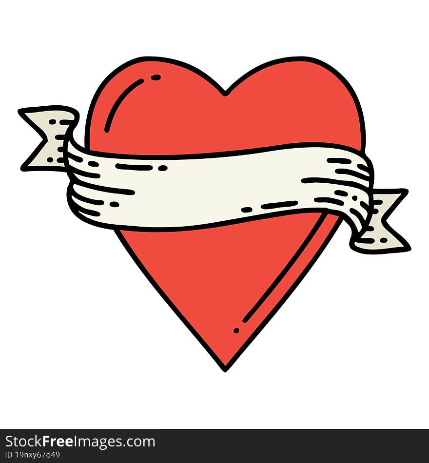 tattoo in traditional style of a heart and banner. tattoo in traditional style of a heart and banner