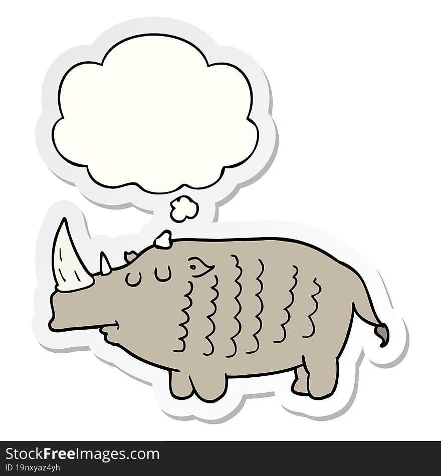 Cartoon Rhinoceros And Thought Bubble As A Printed Sticker