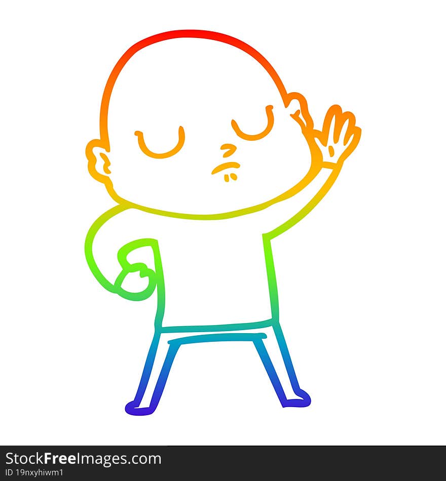 rainbow gradient line drawing of a cartoon bald man