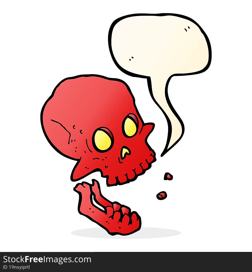 cartoon laughing skull with speech bubble