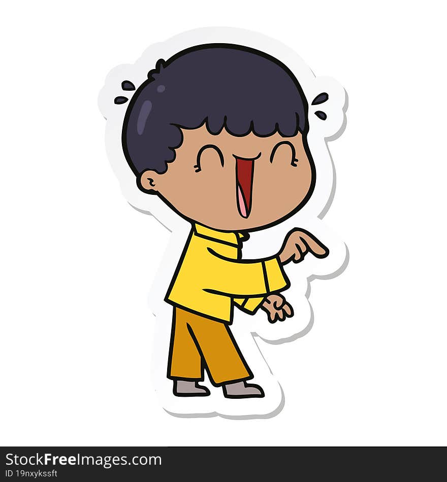 Sticker Of A Laughing Cartoon Man Pointing Finger