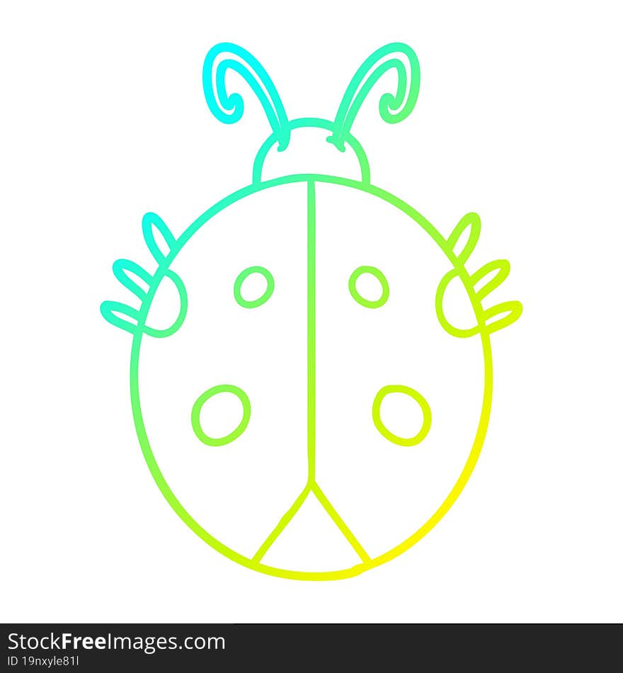 cold gradient line drawing cartoon ladybug