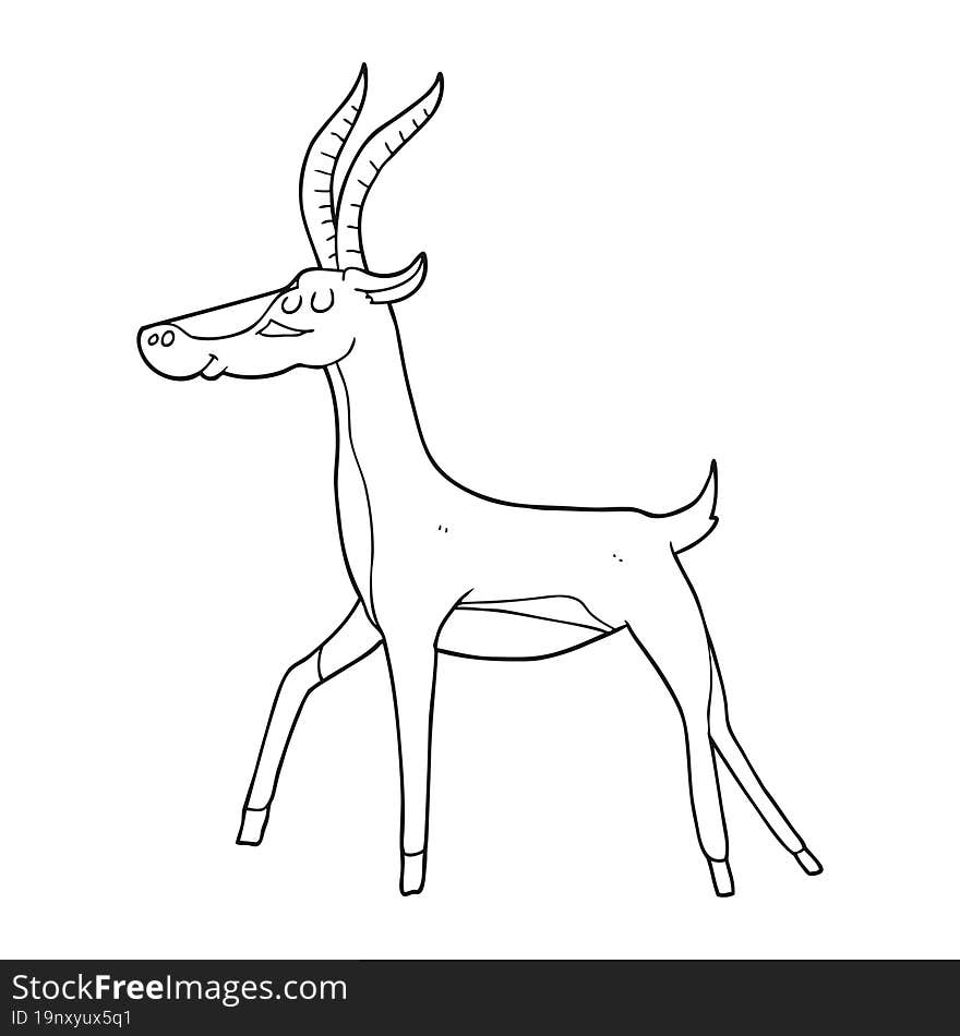 black and white cartoon gazelle