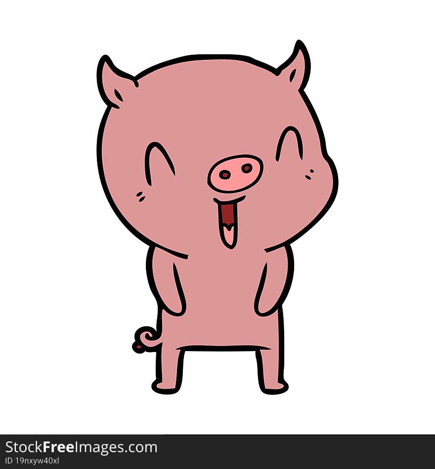 happy cartoon pig. happy cartoon pig