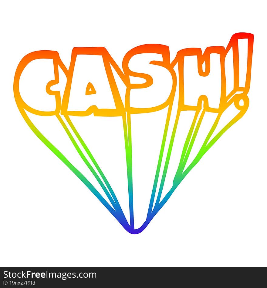 rainbow gradient line drawing cartoon word cash