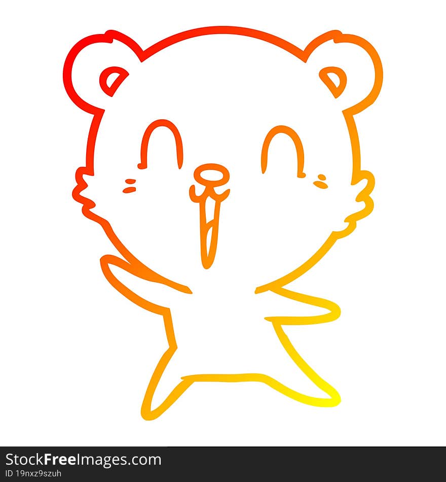 warm gradient line drawing happy cartoon bear