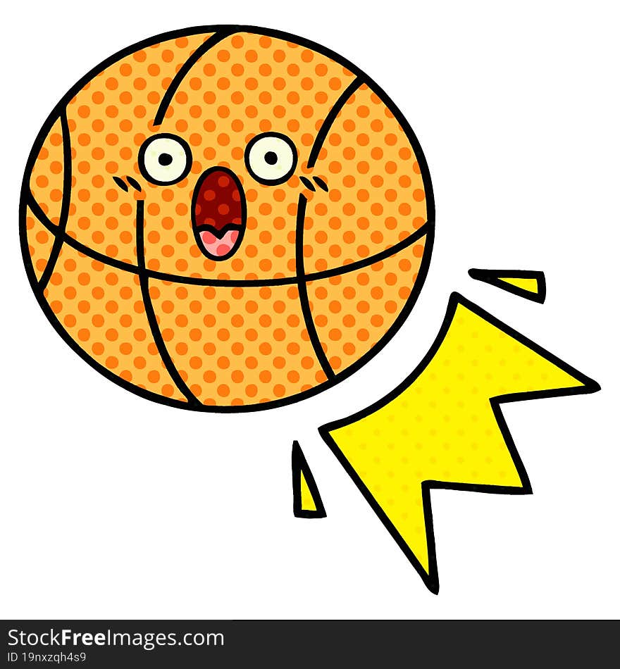 comic book style cartoon of a basketball