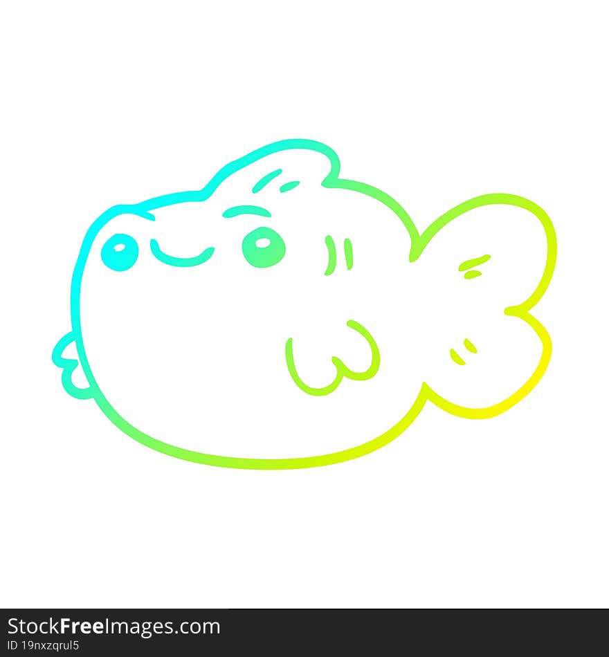 cold gradient line drawing cartoon fish