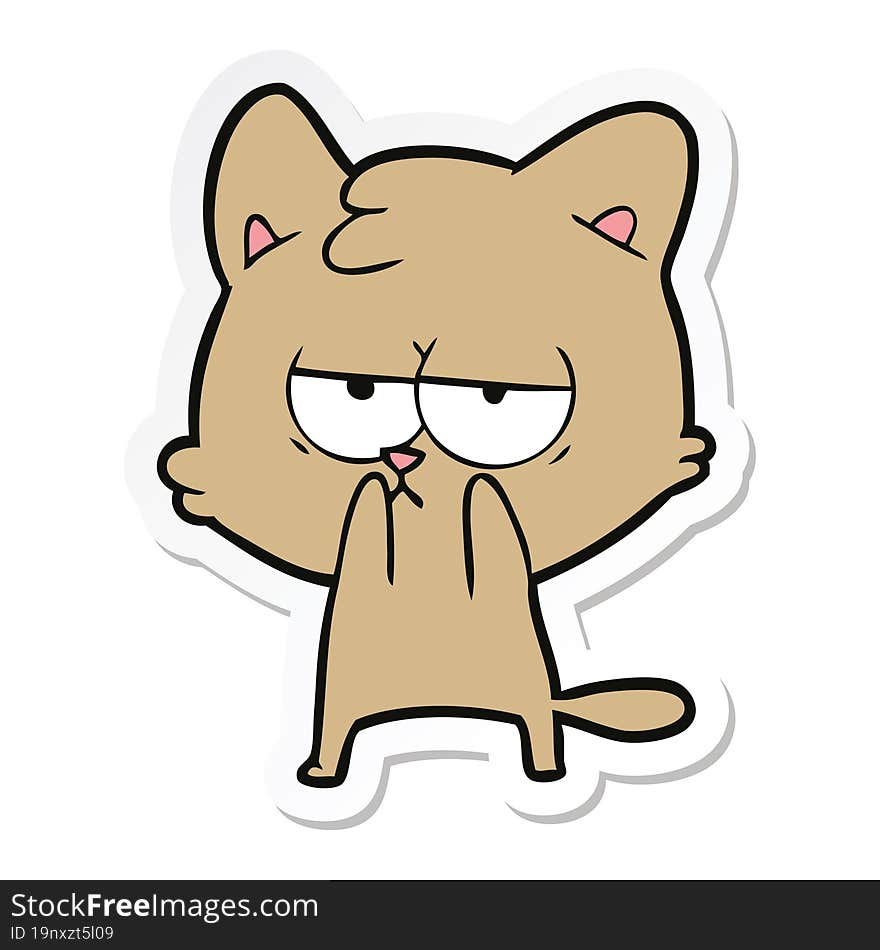 sticker of a bored cartoon cat