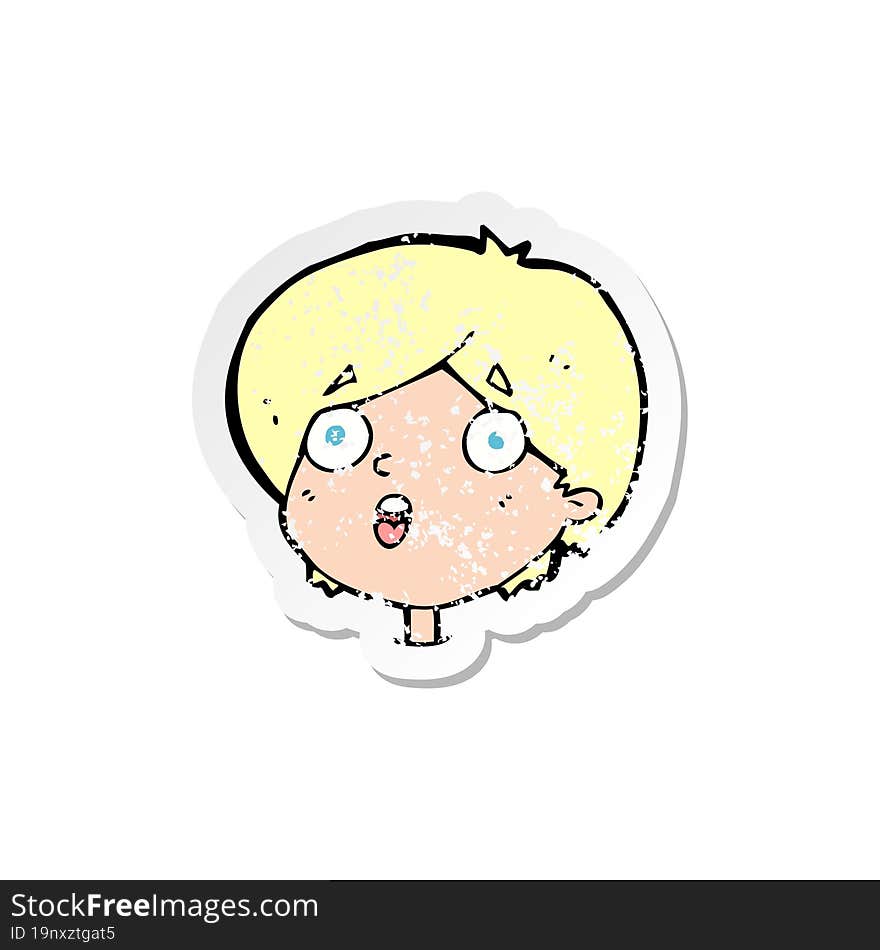 retro distressed sticker of a cartoon amazed expression