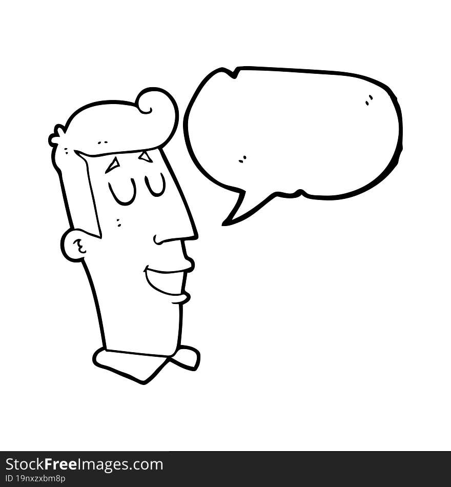 freehand drawn speech bubble cartoon grinning man