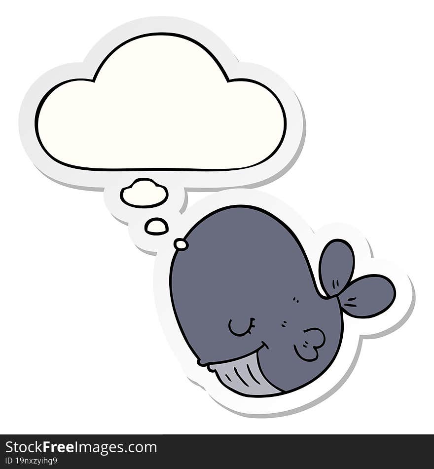 cartoon whale and thought bubble as a printed sticker