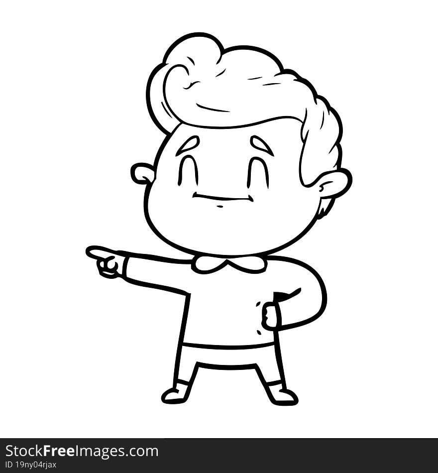 happy cartoon man pointing. happy cartoon man pointing