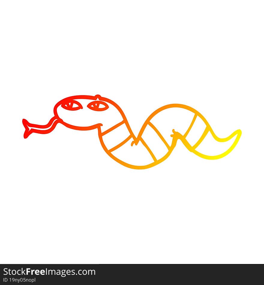 Warm Gradient Line Drawing Cartoon Snake