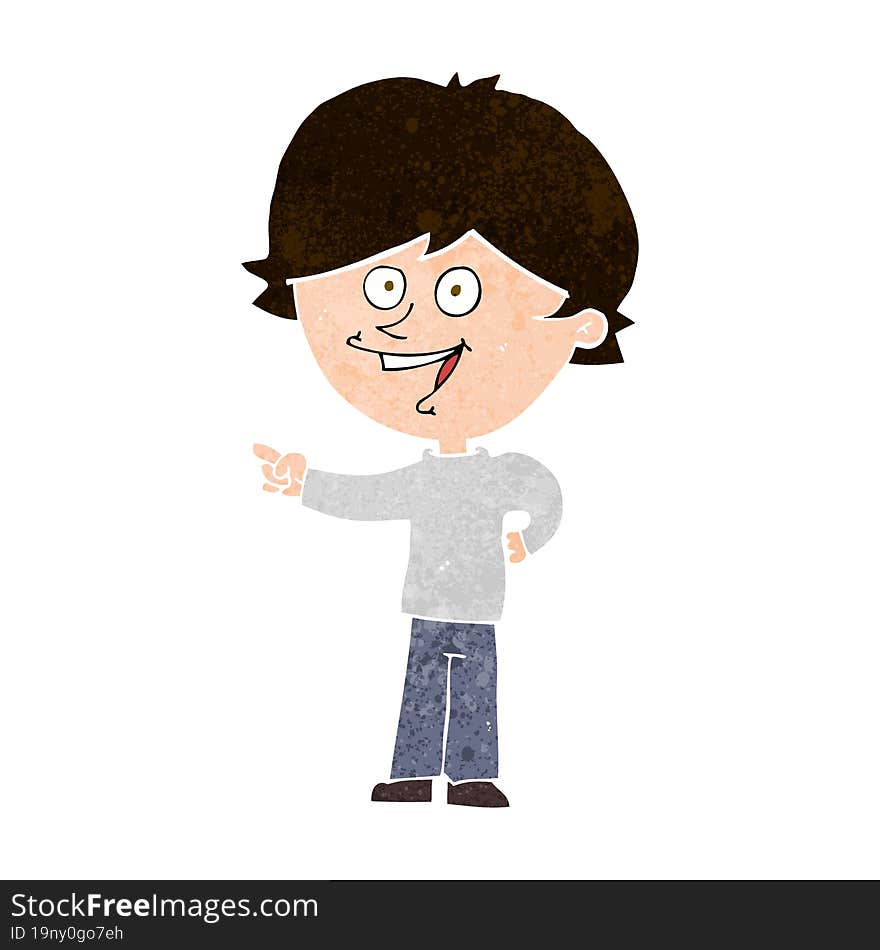 cartoon boy laughing and pointing