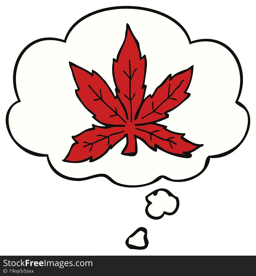 cartoon marijuana leaf and thought bubble