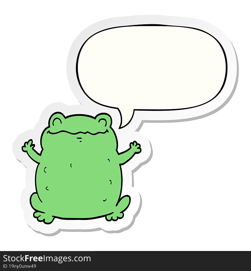 Cartoon Toad And Speech Bubble Sticker