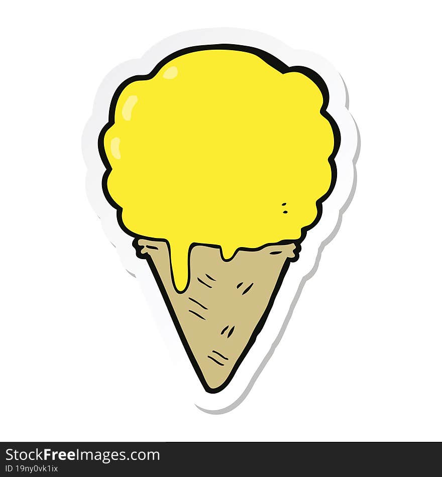 sticker of a cartoon ice cream