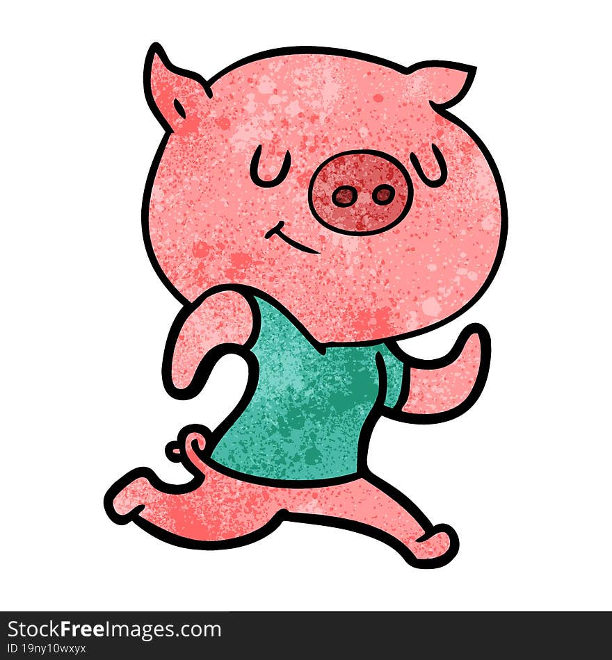 happy cartoon pig running. happy cartoon pig running