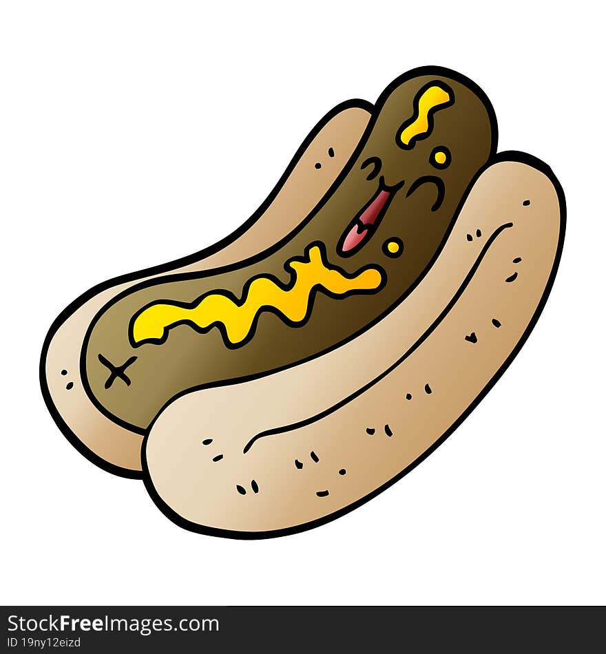 Cartoon Doodle Hotdog With Mustard