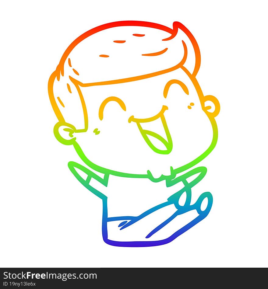 rainbow gradient line drawing of a cartoon man laughing