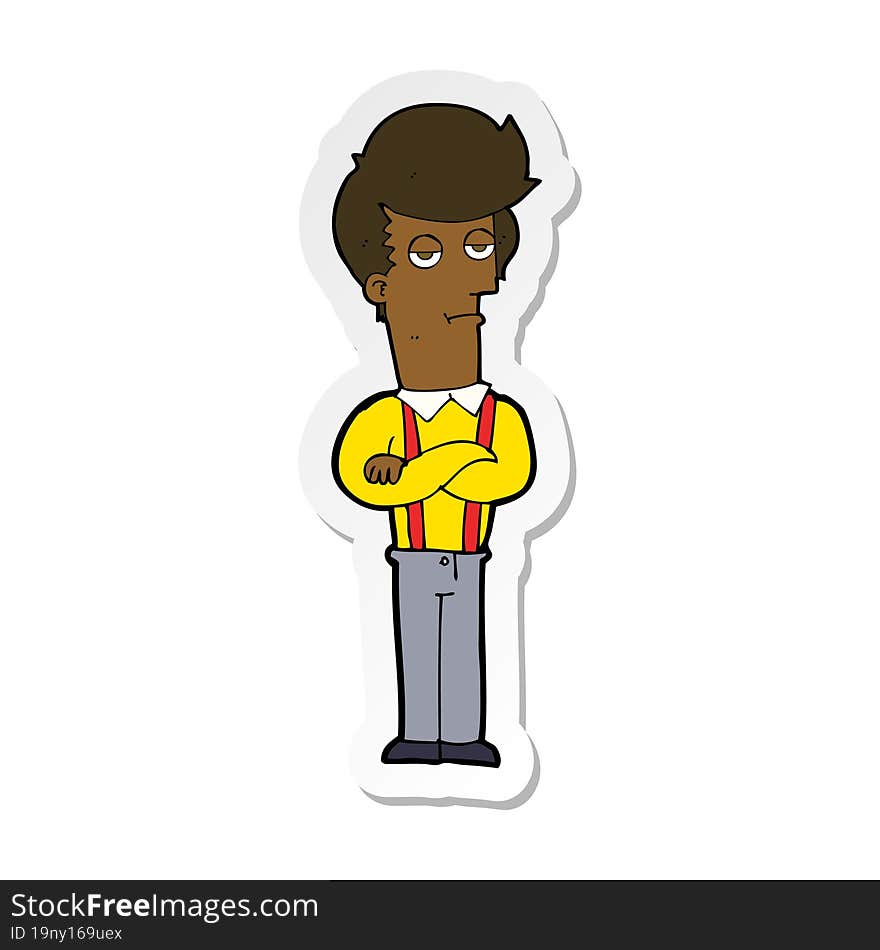 Sticker Of A Cartoon Bored Man