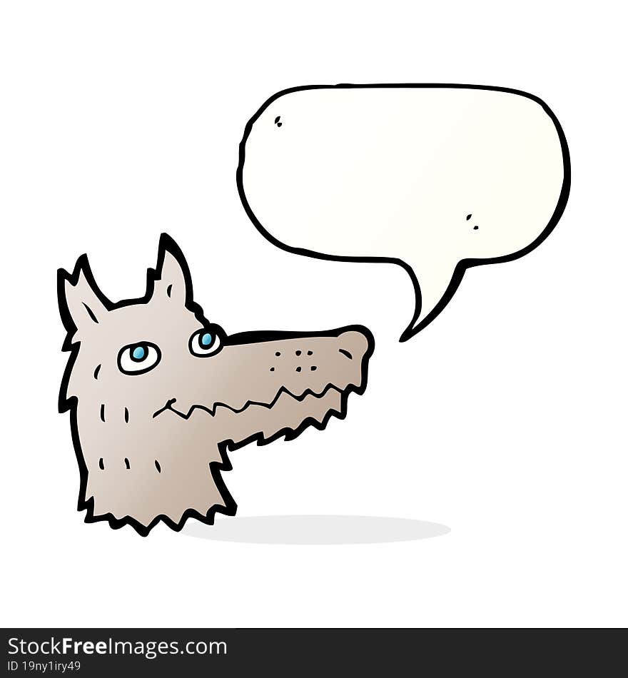 cartoon wolf head with speech bubble