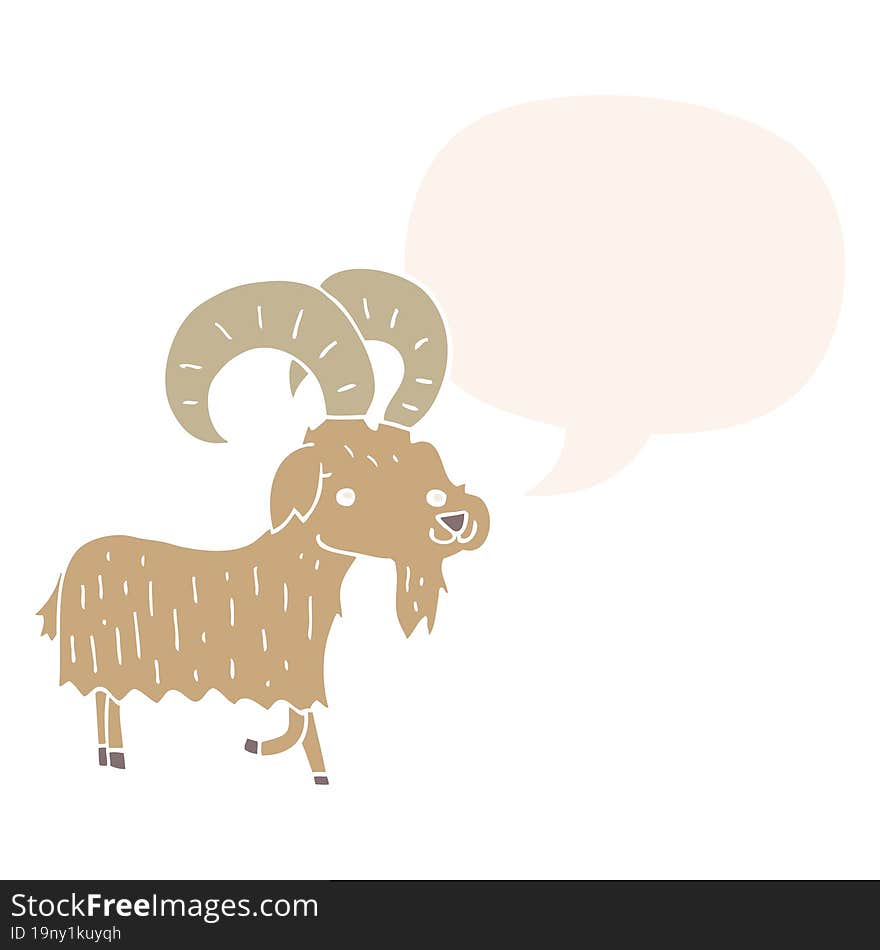 cartoon goat and speech bubble in retro style