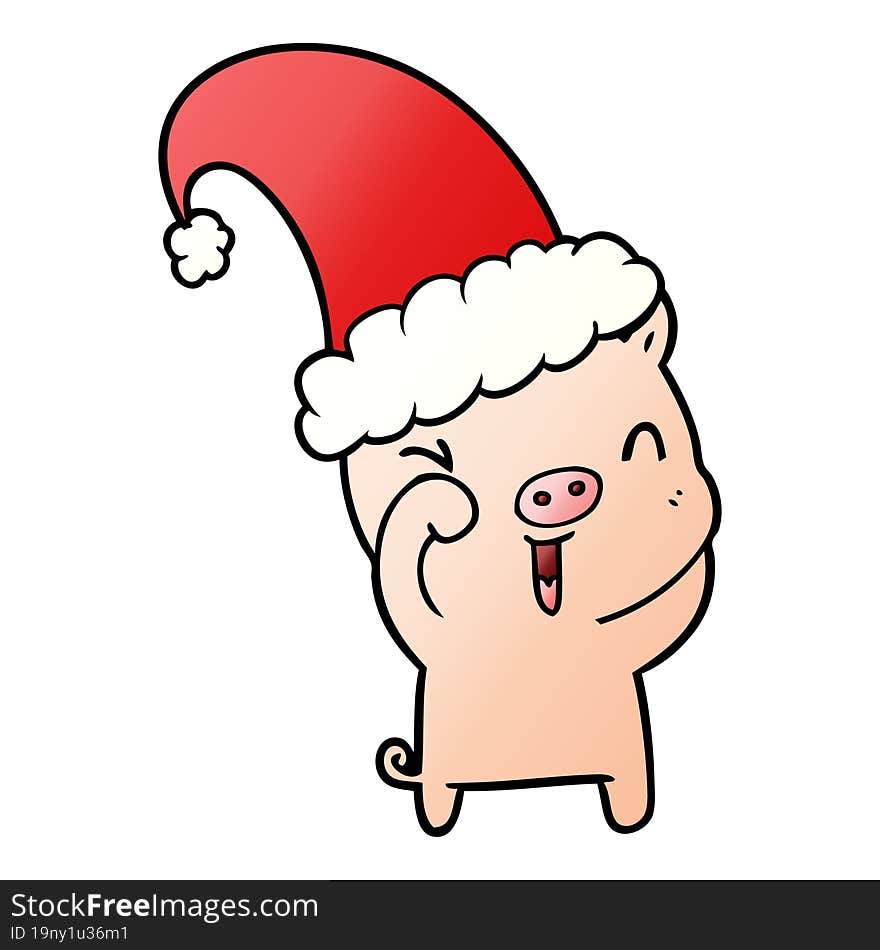 happy cartoon christmas pig. happy cartoon christmas pig