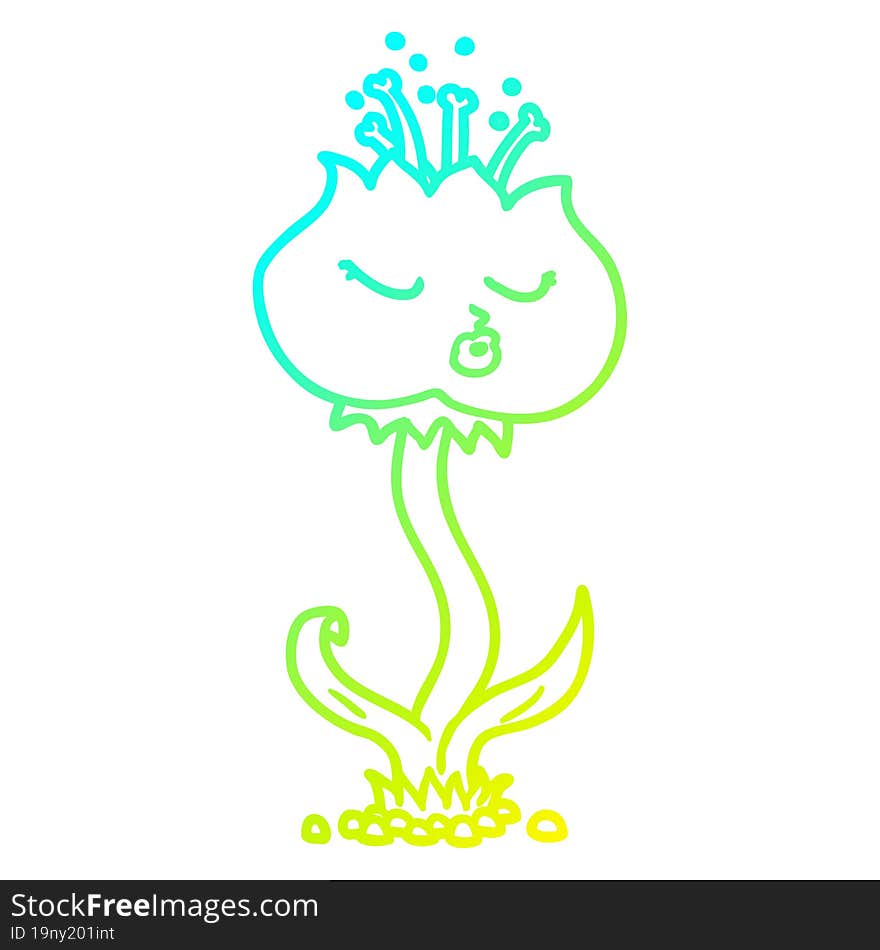 Cold Gradient Line Drawing Cute Cartoon Flower