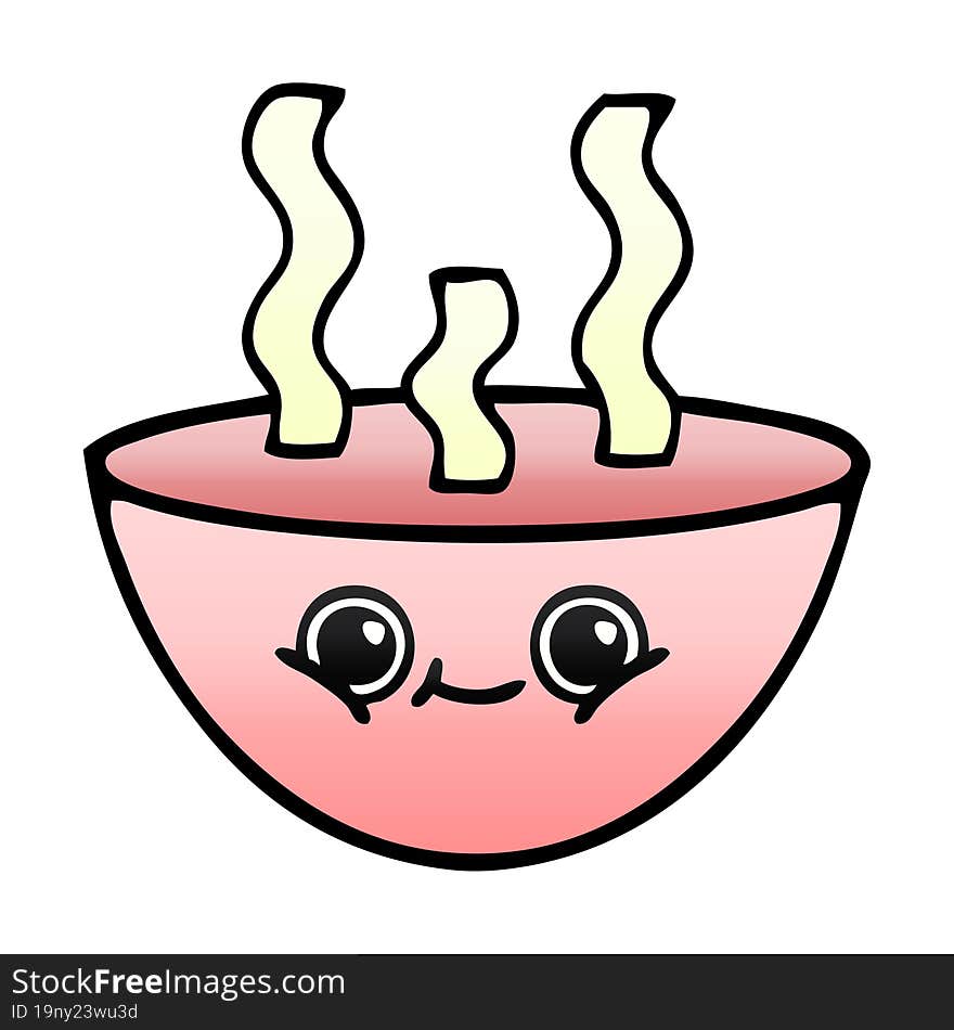 gradient shaded cartoon bowl of hot soup