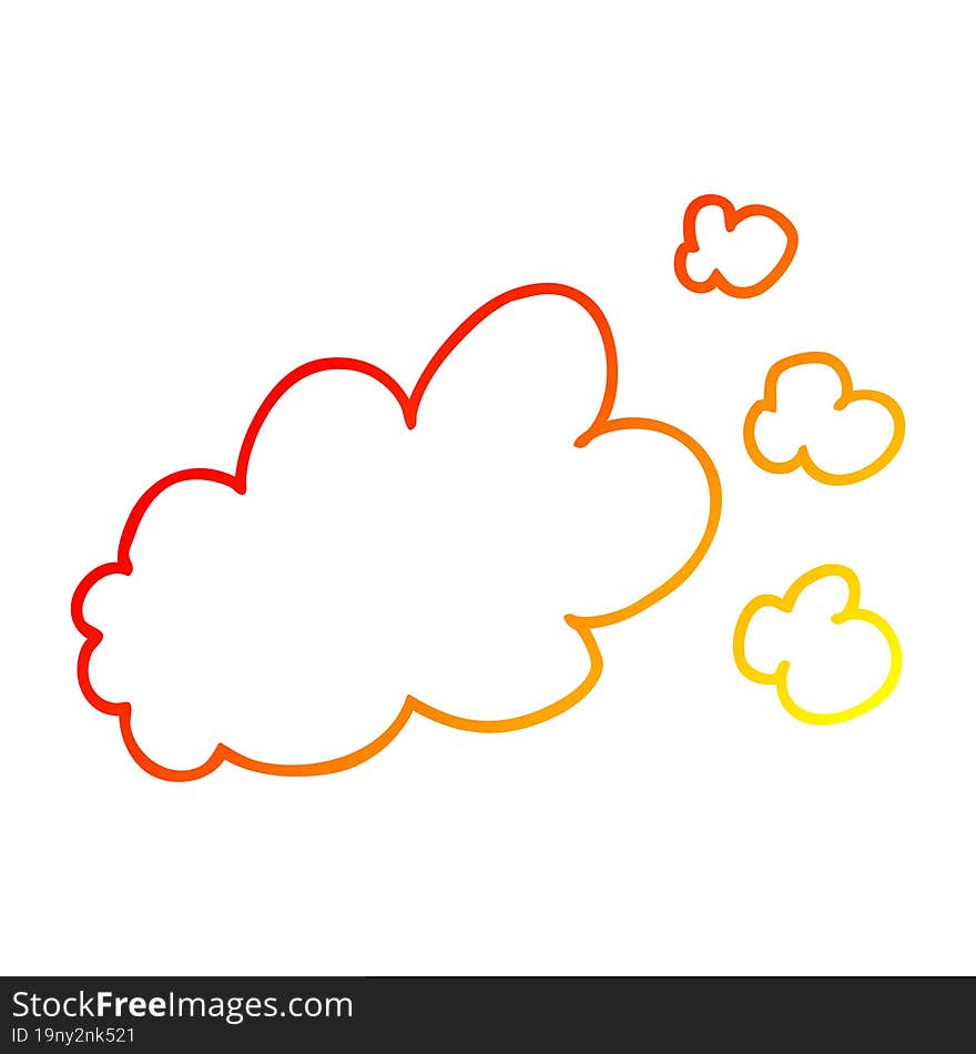 Warm Gradient Line Drawing Cartoon Puff Of Smoke