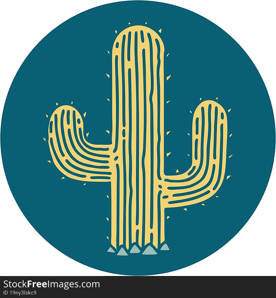 tattoo style icon of a cactus