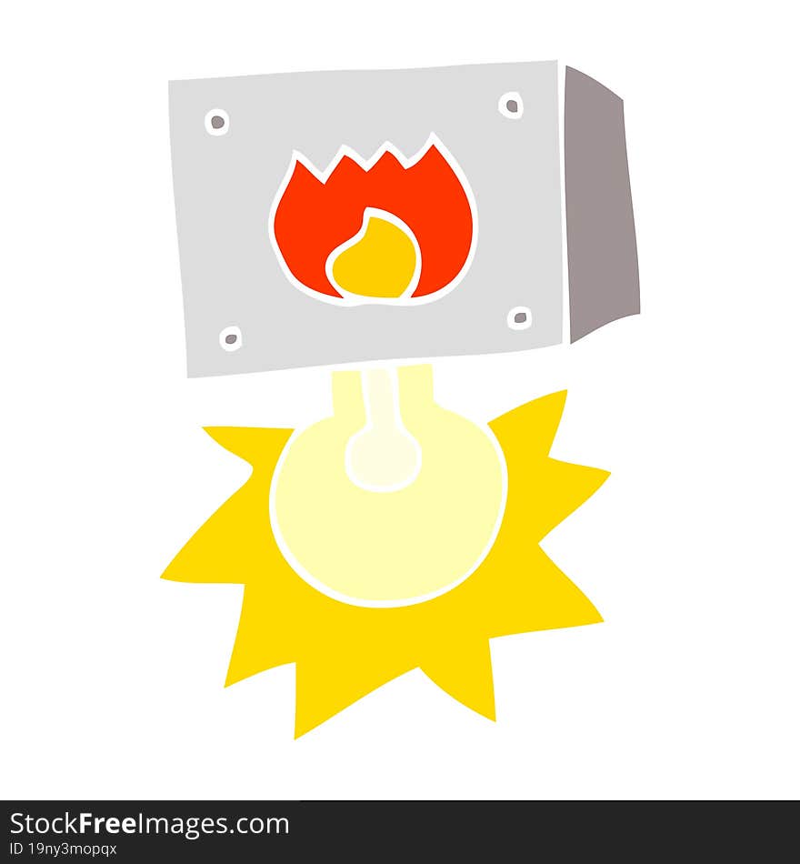 flat color style cartoon flashing fire warning light