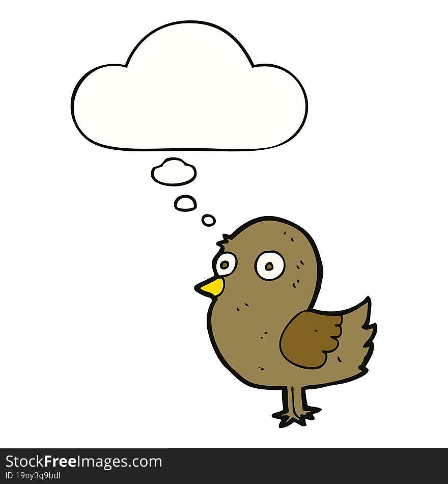 cartoon bird with thought bubble. cartoon bird with thought bubble