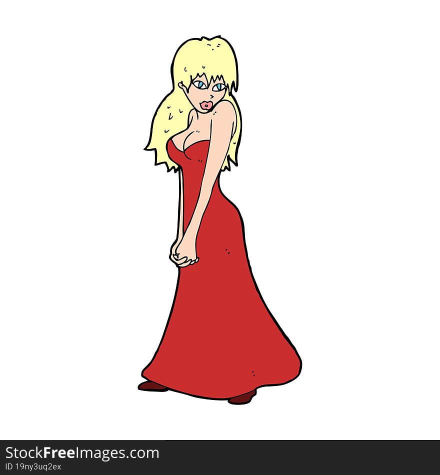 cartoon pretty woman in dress