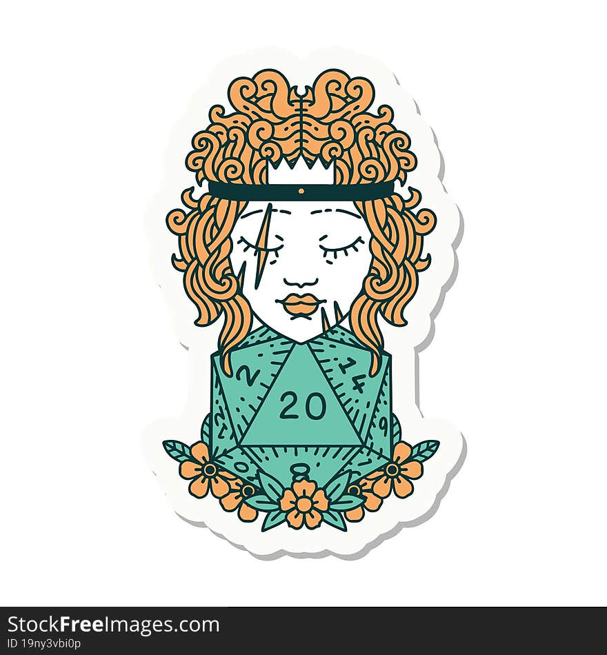 human barbarian with natural twenty dice roll sticker