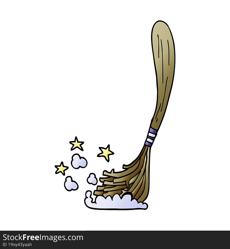 cartoon doodle magic broom