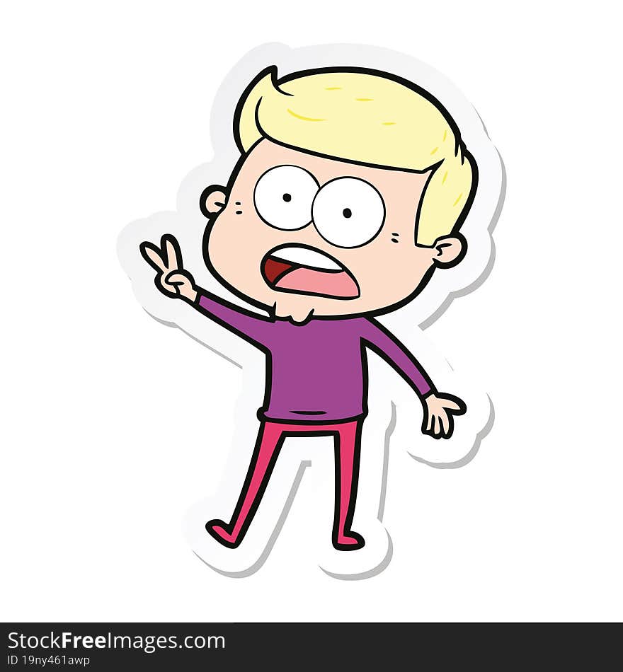 Sticker Of A Cartoon Shocked Man