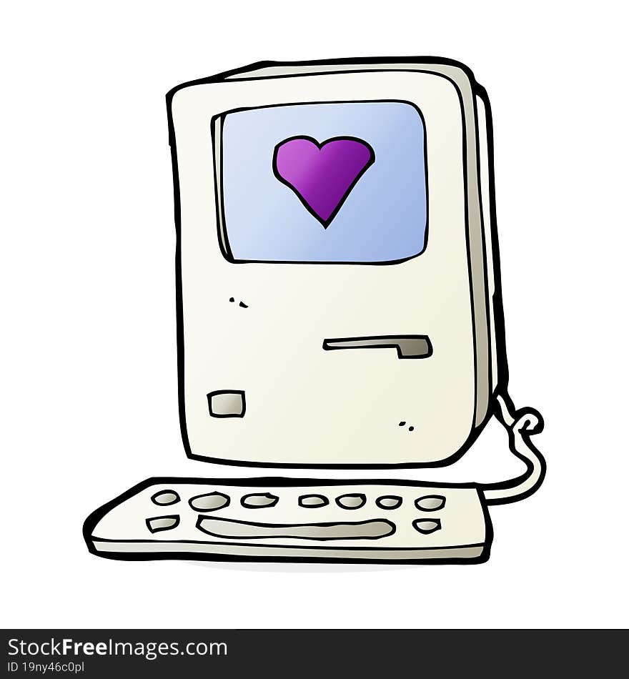 Cartoon Computer With Love Heart