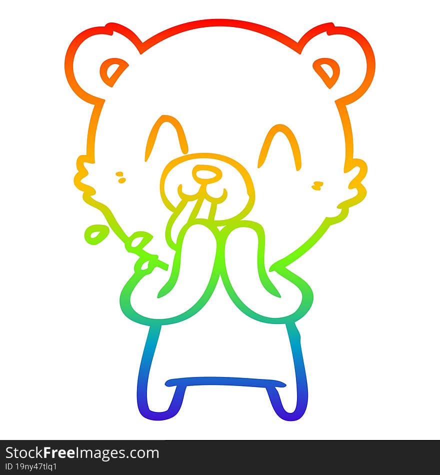 rainbow gradient line drawing rude cartoon bear