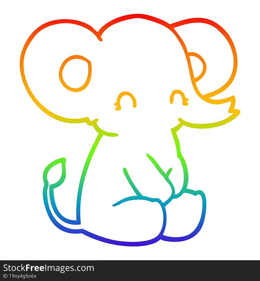 rainbow gradient line drawing cute cartoon elephant