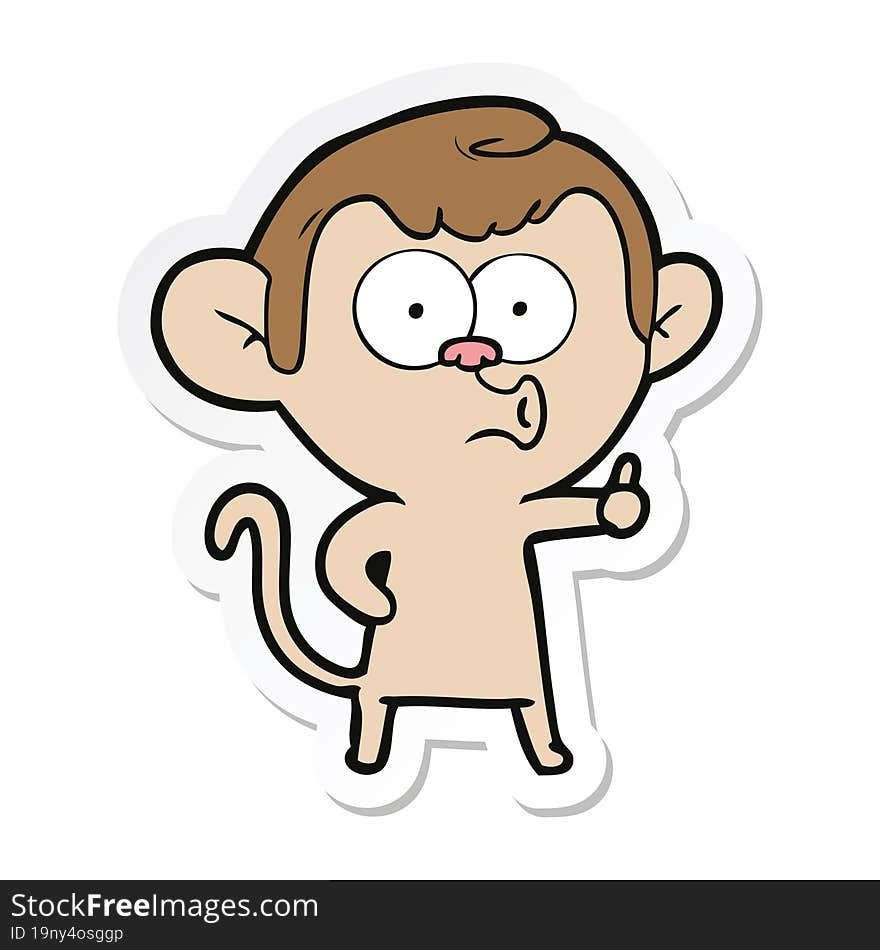 sticker of a cartoon hooting monkey