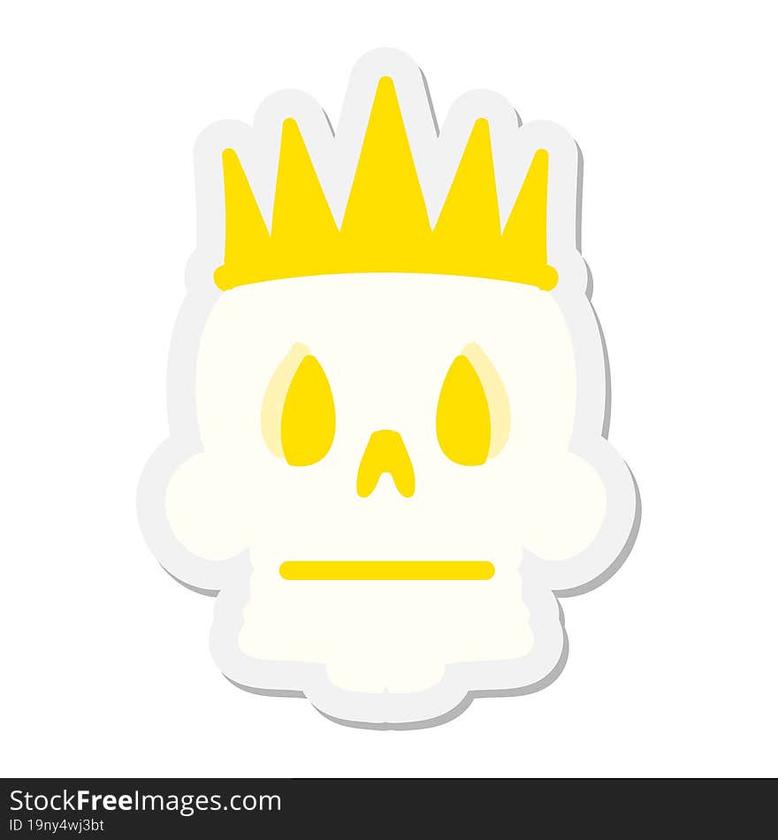 spooky skull wearing crown sticker